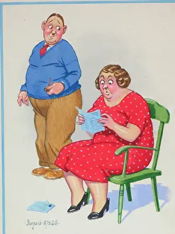 Frump: Comic postcard, Couple with uncle's letter