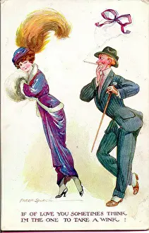 Wink: Comic postcard, Couple out walking