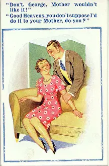 Behave: Comic postcard, Courting couple