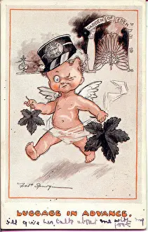 Wink: Comic postcard, Cupid with fig leaves