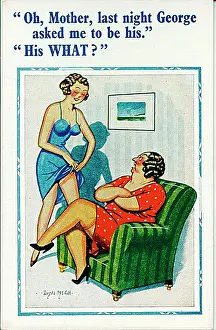Frumpish: Comic postcard, Daughter describes her date