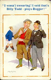 Rugger: Comic postcard, Deaf man misunderstands