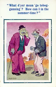 Misunderstanding: Comic postcard, Deaf man misunderstands