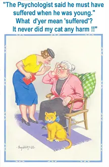 Deafness: Comic postcard, Deaf old lady misunderstanding