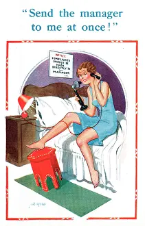 Dissatisfied: Comic postcard, Dissatisfied hotel guest