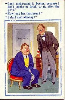 Moderation: Comic postcard, Doctor and patient