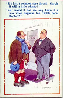 Sore: Comic postcard, Doctor and Scottish patient