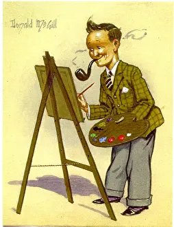 Turnups: Comic postcard, Donald McGill self-portrait