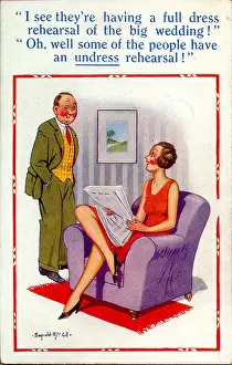 Undress: Comic postcard, Dress rehearsal of wedding