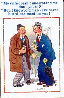 Comic postcard, Two drunkards in a pub