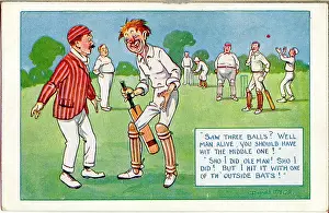 Batsmen: Comic postcard, Drunken batsman