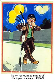 Belisha: Comic postcard, Drunken man feeling ill