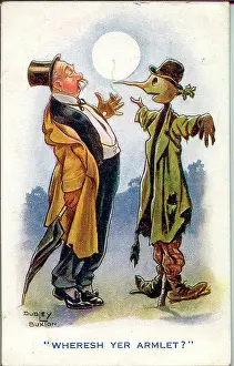 Armlet: Comic postcard, Drunken man and scarecrow, WW1
