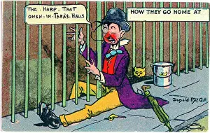 Drunks: Comic postcard, Drunken man on his way home