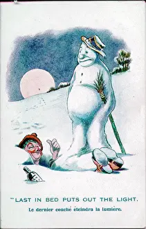 The Donald Mcgill Archive Collection: Comic postcard, Drunken Scotsman talks to snowman