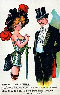 Privacy: Comic Postcard - Elegant lady with armour underclothes