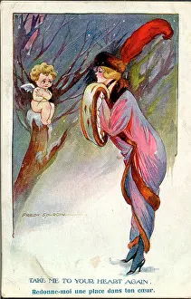 Spurgin: Comic postcard, Elegant woman and cupid