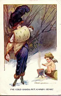 Spurgin: Comic postcard, Elegant woman and cupid