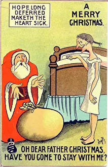 Spinster: Comic postcard, Father Christmas and Old Maid