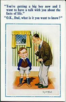 Reversal: Comic postcard, Father and son, facts of life