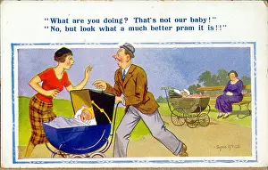 The Donald Mcgill Archive Collection: Comic postcard, Father takes the wrong pram