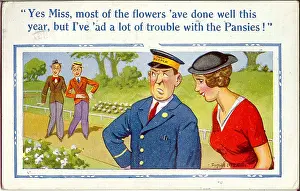 Entendre: Comic postcard, Flowers in the park