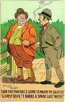 Clumsy: Comic postcard, Future fathers-in-law