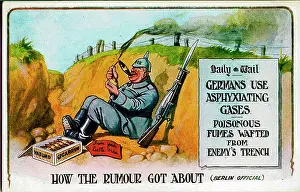 Rumour: Comic postcard, German soldier with cigar, WW1