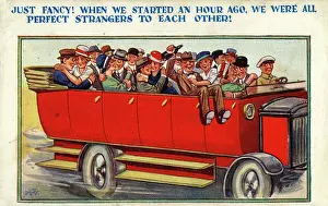 Proximity: Comic Postcard - getting friendly in a Charabanc!
