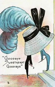 Chapeau: Comic Postcard - Hat theme - Goodbye Sweetheart Goodbye