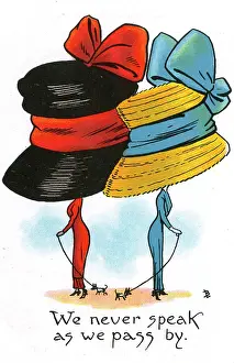 Impaired: Comic Postcard - Hat theme - We never speak as we pass by