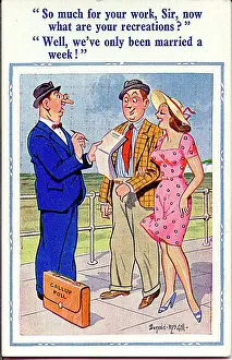 Sociology: Comic postcard, Honeymoon couple at the seaside