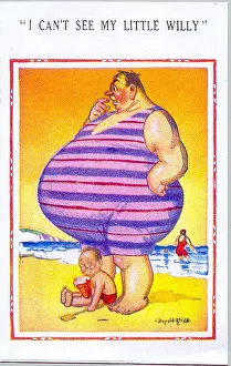 Rotund: Comic postcard - I Can't See My Little Willy