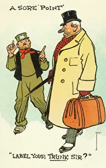 Sore: Comic postcard - Label your Trunk, Sir?
