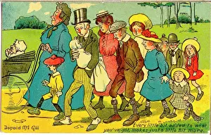 Proliferation: Comic postcard, Large family out for a walk