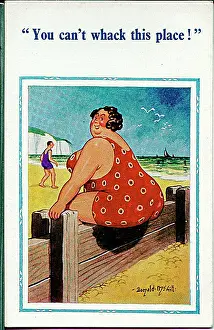 Whack: Comic postcard, Large woman at the seaside
