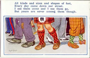 Patched: Comic postcard, Legs and feet in the street
