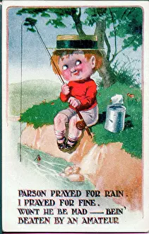 The Donald Mcgill Archive Collection: Comic postcard, Little boy fishing