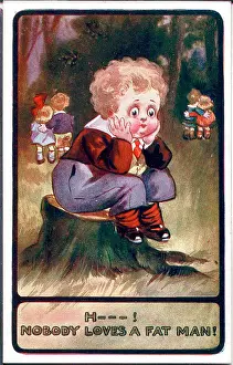 The Donald Mcgill Archive Collection: Comic postcard, Little boy lamenting his weight