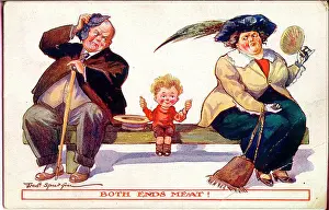 Spurgin: Comic postcard, Little boy with plump couple