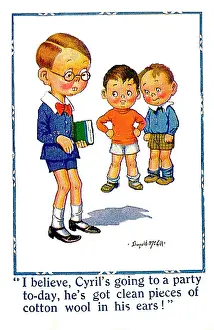 Studious: Comic postcard, Three little boys