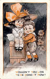 Spurgin: Comic postcard, Little girl and boy