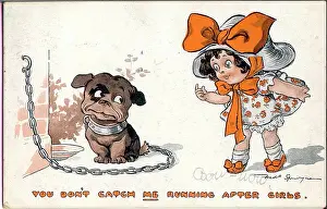Spurgin: Comic postcard, Little girl and dog
