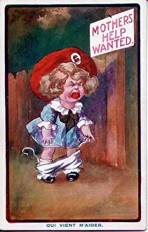 Wordplay: Comic postcard, Little girl in need of help