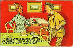 Unattractive: Comic postcard, Lodger and landlady