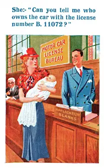 Illegitimate: Comic postcard, Looking for the baby's father