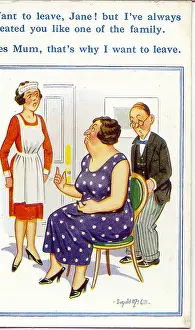 Wimp: Comic postcard, Maid, mistress and master