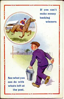 Manure: Comic postcard, Making money on the horses