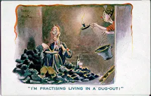 Armlet: Comic postcard, Man in coal cellar, WW1