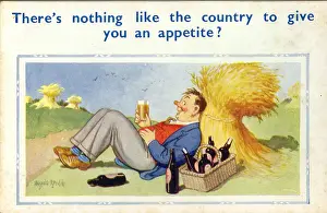 Stook: Comic postcard, Man enjoying a drink or two